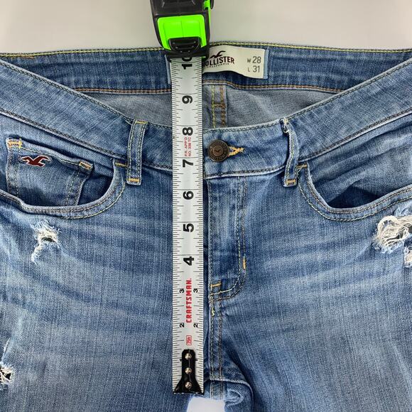 Hollister Low Rise Skinny Womens Jeans Size 7R Distressed - Picture 3 of 15